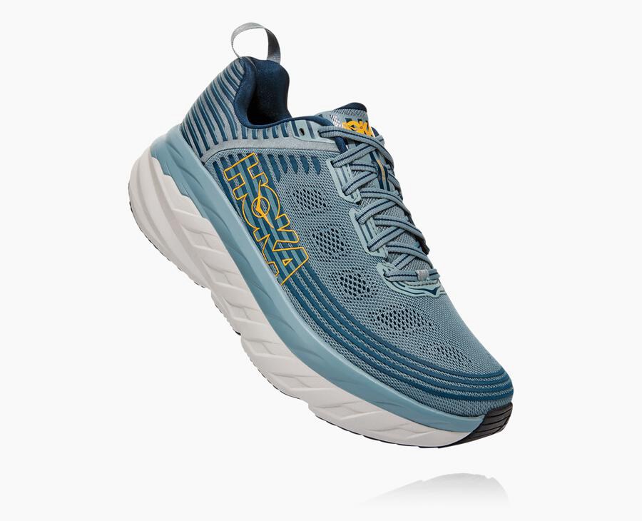 Running Shoes Mens - Hoka One One Bondi 6 - Blue - VLABWTF-32